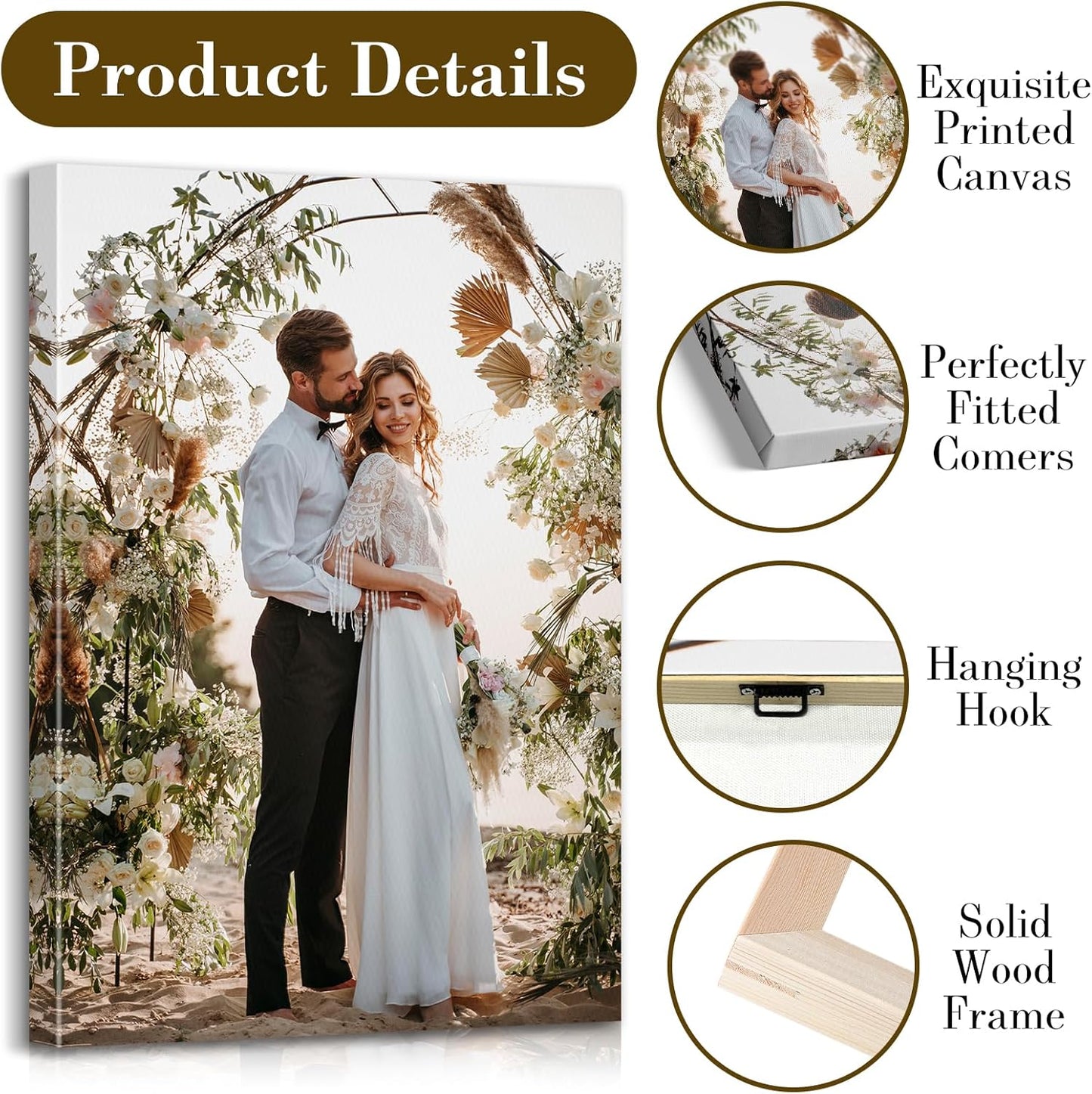 Custom Canvas Prints with Your Photos - Personalized Pictures Print, Customized Photo Gifts, Wall Art Poster Canvas Printing for Wedding, Family, Baby, Pets, Home Office Decor, Wrapped Frame 28x28