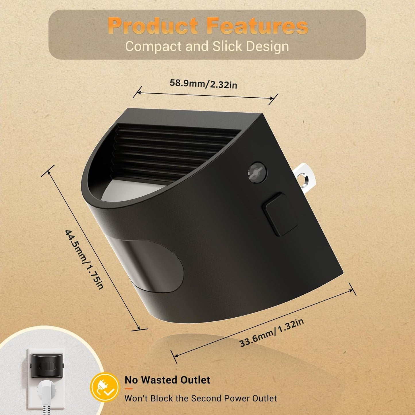 JandCase Motion Sensor Night Light, Night Lights Plug into Wall, Dusk to Dawn Sensor Nightlight with Motion Activated, 30/60/100lm Brightness Dimmable, 3000K Warm White[4 Pack]