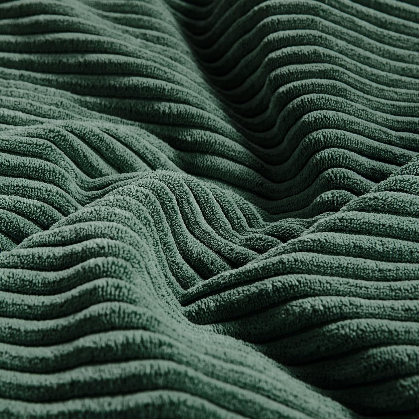 Fancy Homi Set of 2 Dark Green Long Lumbar Decorative Throw Pillow Covers 16x24 Inch for Living Room Couch Bed, Boho Farmhouse Forest Green Home Decor, Soft Corduroy Corss Textured Cushion Case