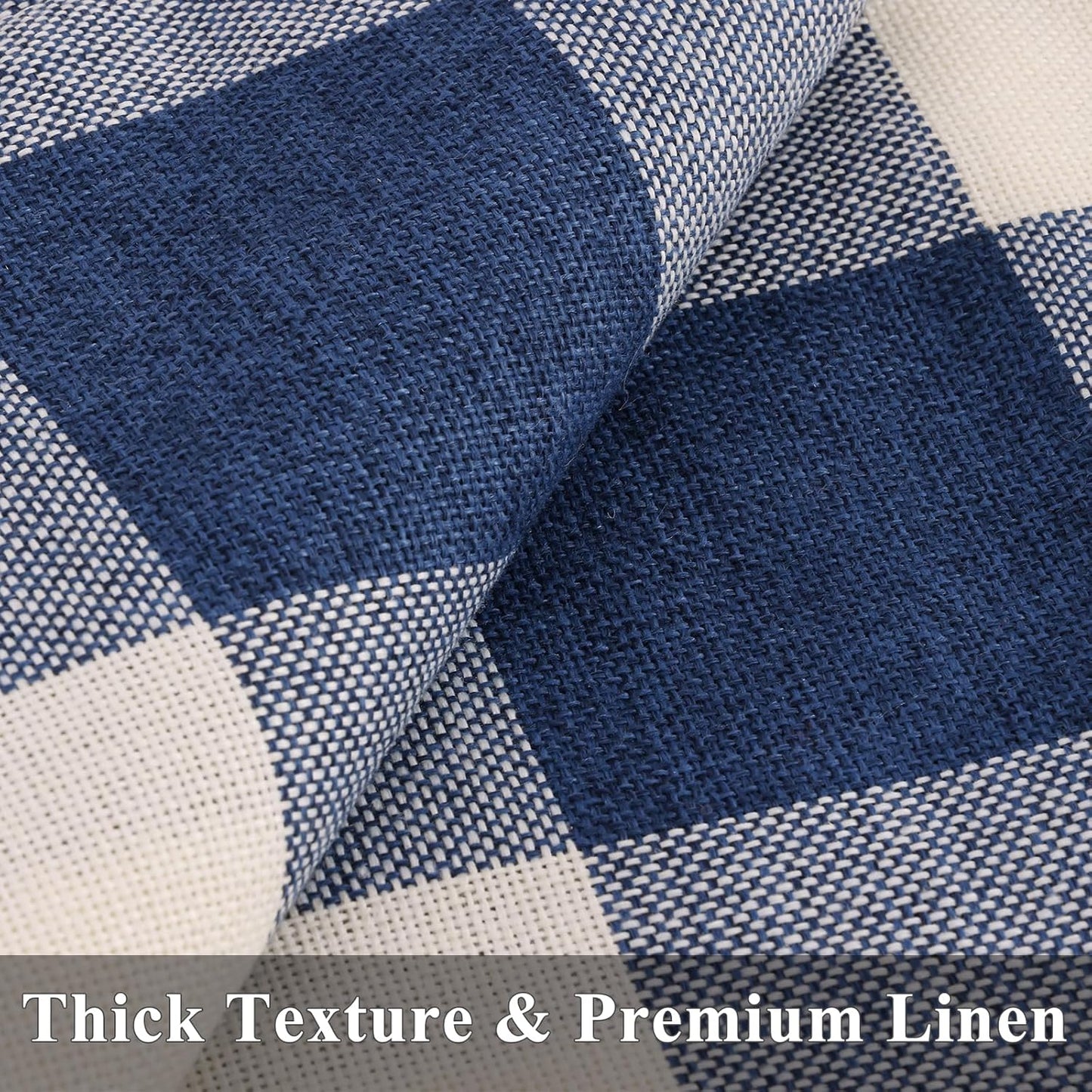 decorUhome Buffalo Plaid Check Throw Pillow Covers 20x20 Set of 2, Outdoor Decorative Farmhouse Neutral Pillow Covers with Stitched Edge for Bed Couch Sofa, Navy Blue and White