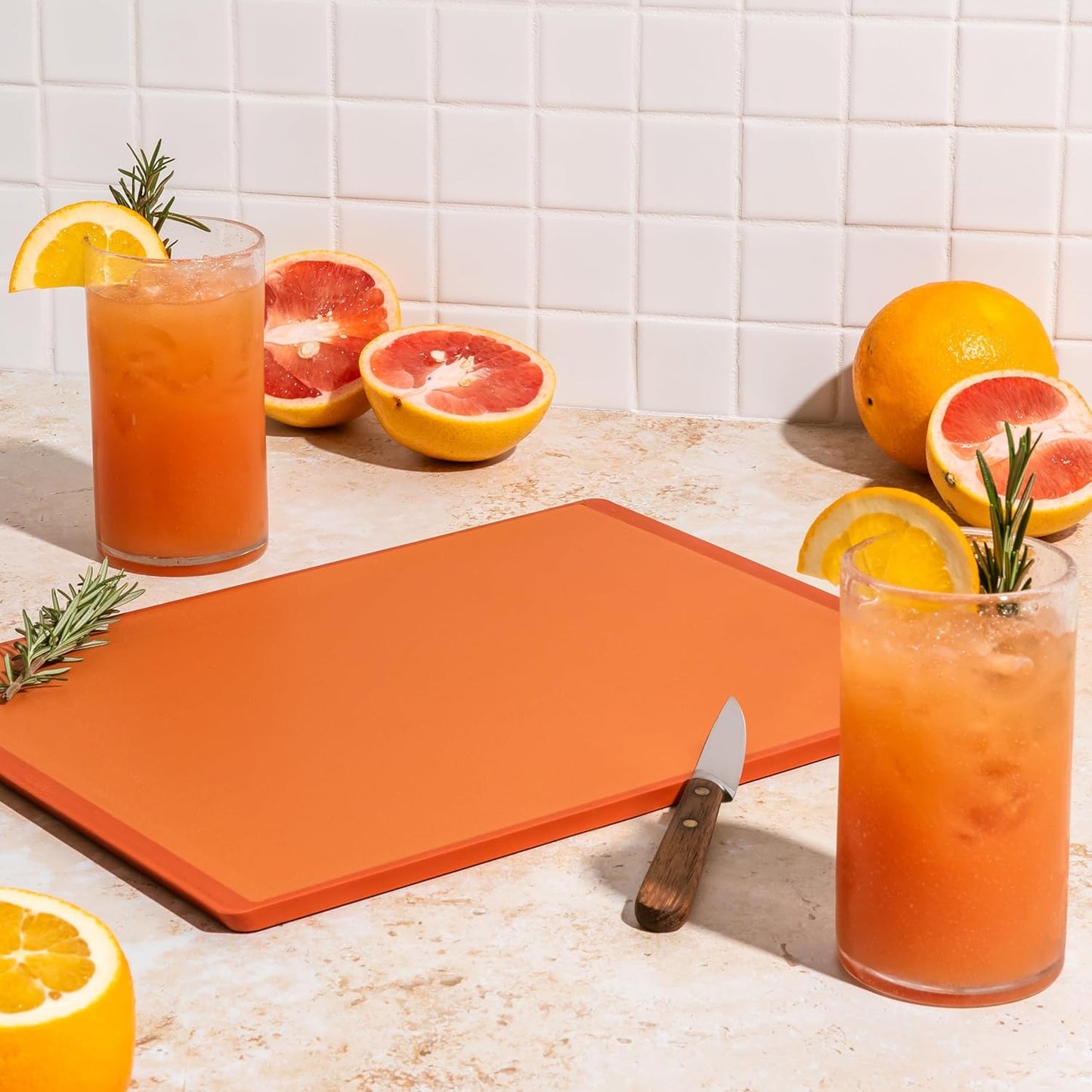SMIRLY Cutting Boards for Kitchen, 100% BPA-Free Plastic Cutting Boards Set of 2 Small, Dishwasher Safe & Non-Slip, Kitchen Essentials, Orange