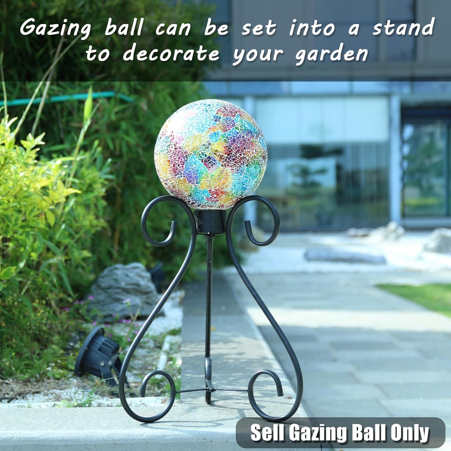 VCUTEKA Gazing Ball, 8" Glass Gazing Balls Sphere for Garden Lawn Outdoor Ornament Yard Decorative