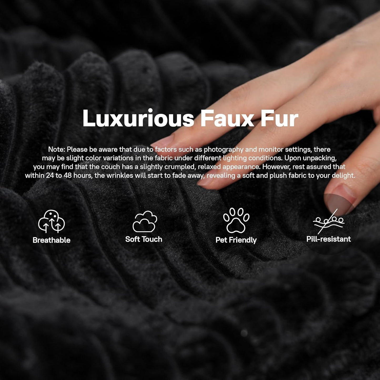 104" Cloudy Sectional L Shaped Couch for Living Room, No Assembly Required, Modular Comfy Sofa with Deep Seat, Fluffy Couch with Sleeper Chaise for Apartment Lounge (Black)