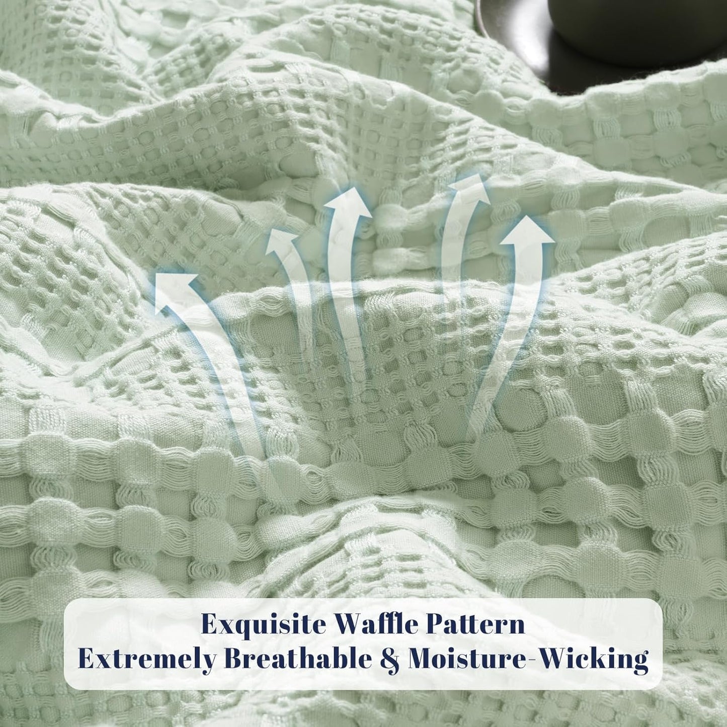 PHF Cooling Waffle Blanket King Size, Lightweight 60% Rayon Derived Bamboo & 40% Cotton Breathable Blanket for Hot Sleepers, Soft and Luxury for Bed Couch and Sofa, 104"x90", Mint