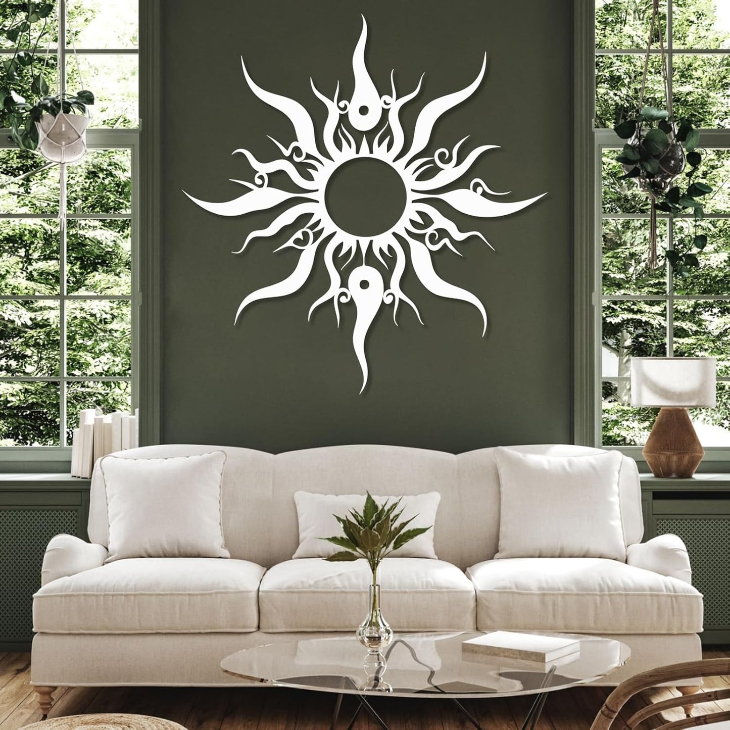 Hotuijxca Metal Wacky Sun Wall Art, Wacky Sun Metal Decor for Livingroom, Bedroom (Black, 39"x38"/100x96cm, metal wall art)