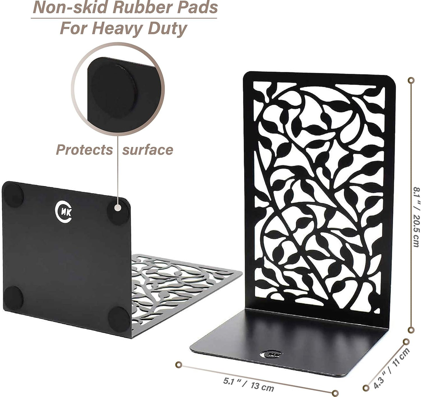 CNK Book Ends Bookends for Decorative Books Holder Bookend Shelves End Hold Heavy Duty Holders Stoppers Metal Stopper Cute Boho Bookshelf Holds Cookbook Office Home Set of 6 Bookends Pair Black