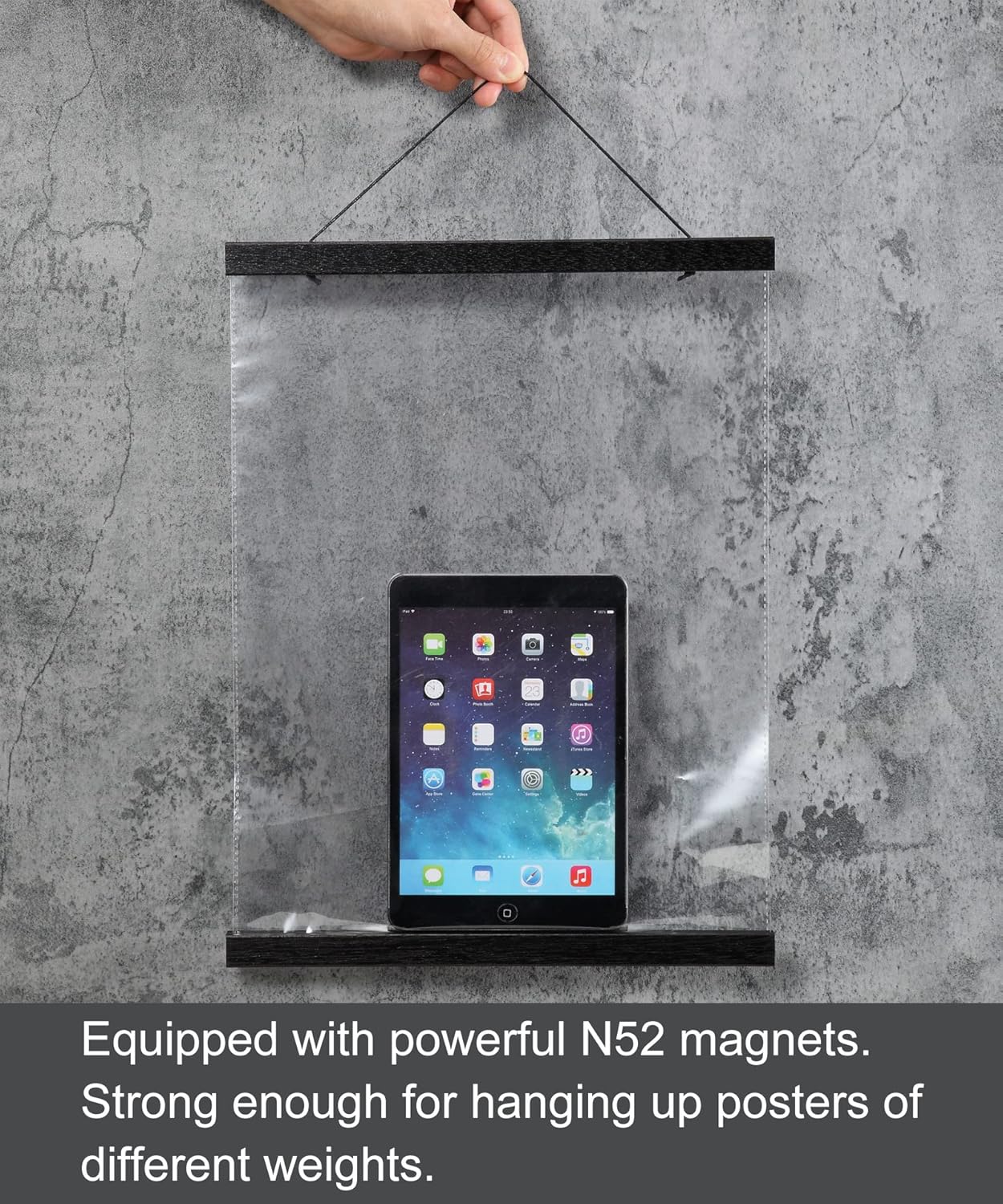 FALAMON Magnetic Poster Hanger Frame, 22x34 22x28 22x14 Teak Wood Magnet Poster Frame for Posters, Prints, Photos, Pictures, Maps, Scrolls, and Canvas Artwork(Black, 22")