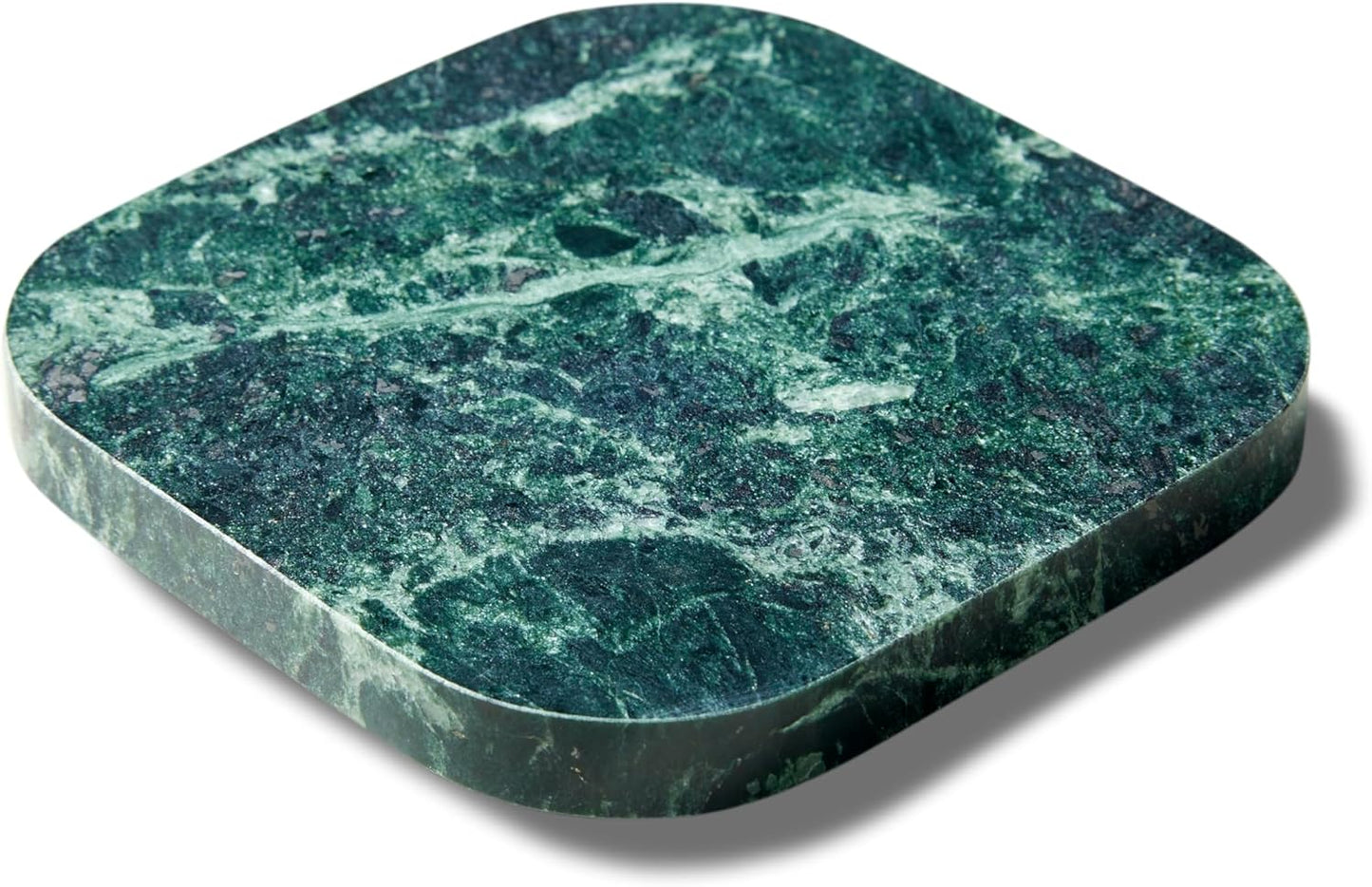 𝐈𝐭𝐚𝐥𝐢𝐚𝐧 Green Marble Coasters – Set of 4 – Square Modern Bar Coasters for Drinks, Coffee –Stone Holder for Home Décor, Housewarming Gifts (Dark Green)