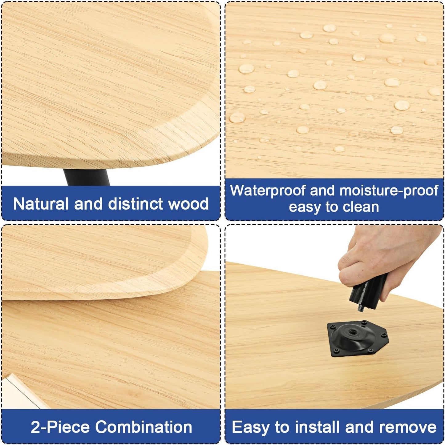 Wood Nesting CoffeeTable Set of 2 Irregular Accent Table for Living Room Bedroom Industrial Small Stacking Side Tables for Couch,Natural