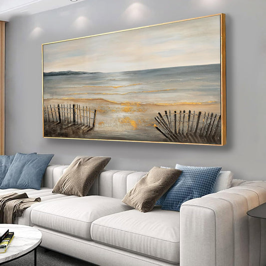 Yuaxker Ocean Wall Art Grey and White Wall Decor Framed Wall Hanging Decor Aesthetic Artwork for Living Room Bedroom Dining Room Office Home Decor 20x40 Inch