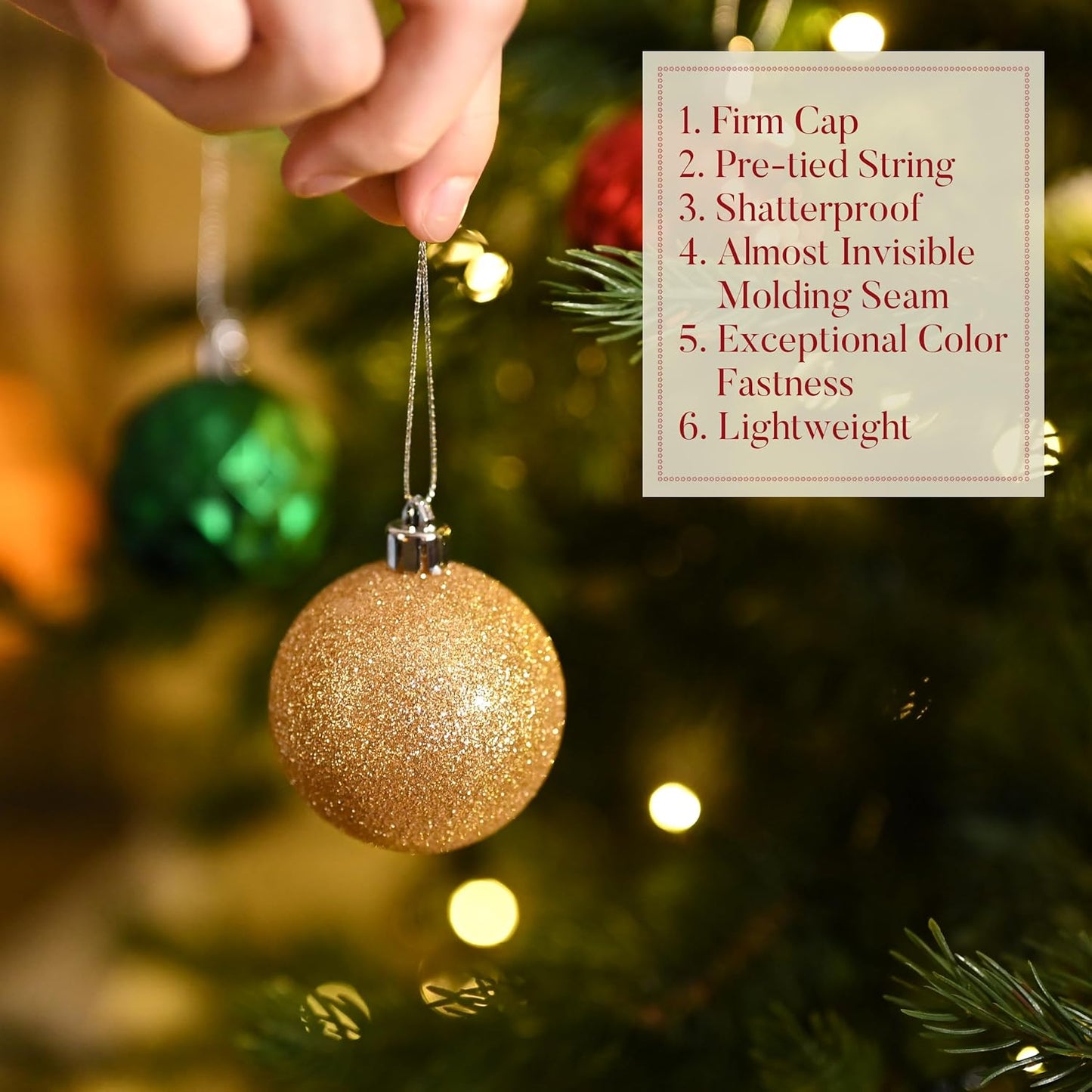 Valery Madelyn Christmas Ornaments Tree Decorations Set for Fall Halloween, 24ct Red Green Gold Shatterproof Ball Ornaments, 2.36" Hanging Ornament Bulk for Xmas Holiday Party Decor