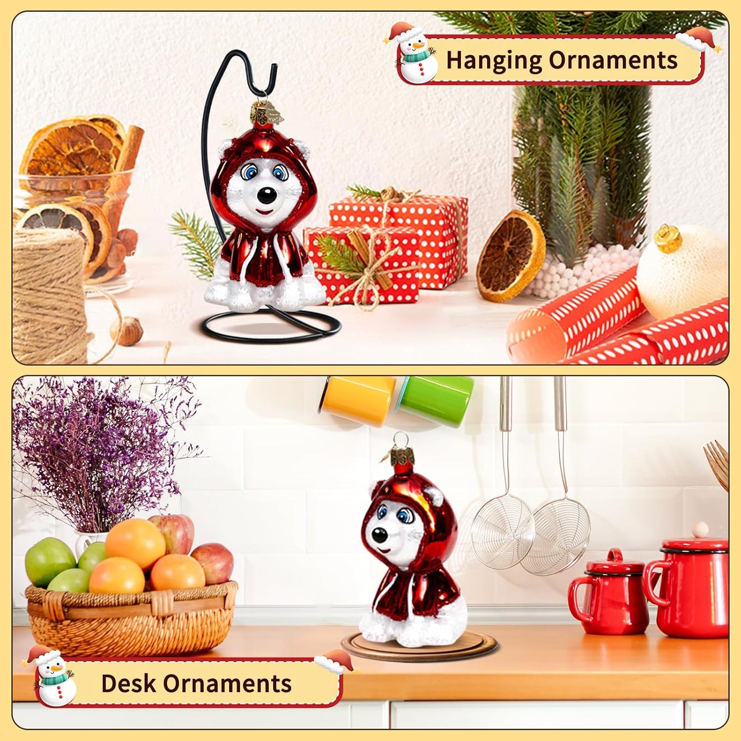 Christmas Ornaments,Glass Blown Ornaments for Tree,Personalized Polar Bear Collection Hanging Ornaments,Christmas Decorations for Xmas Tree Holiday Party Gifts(Polar Bear)