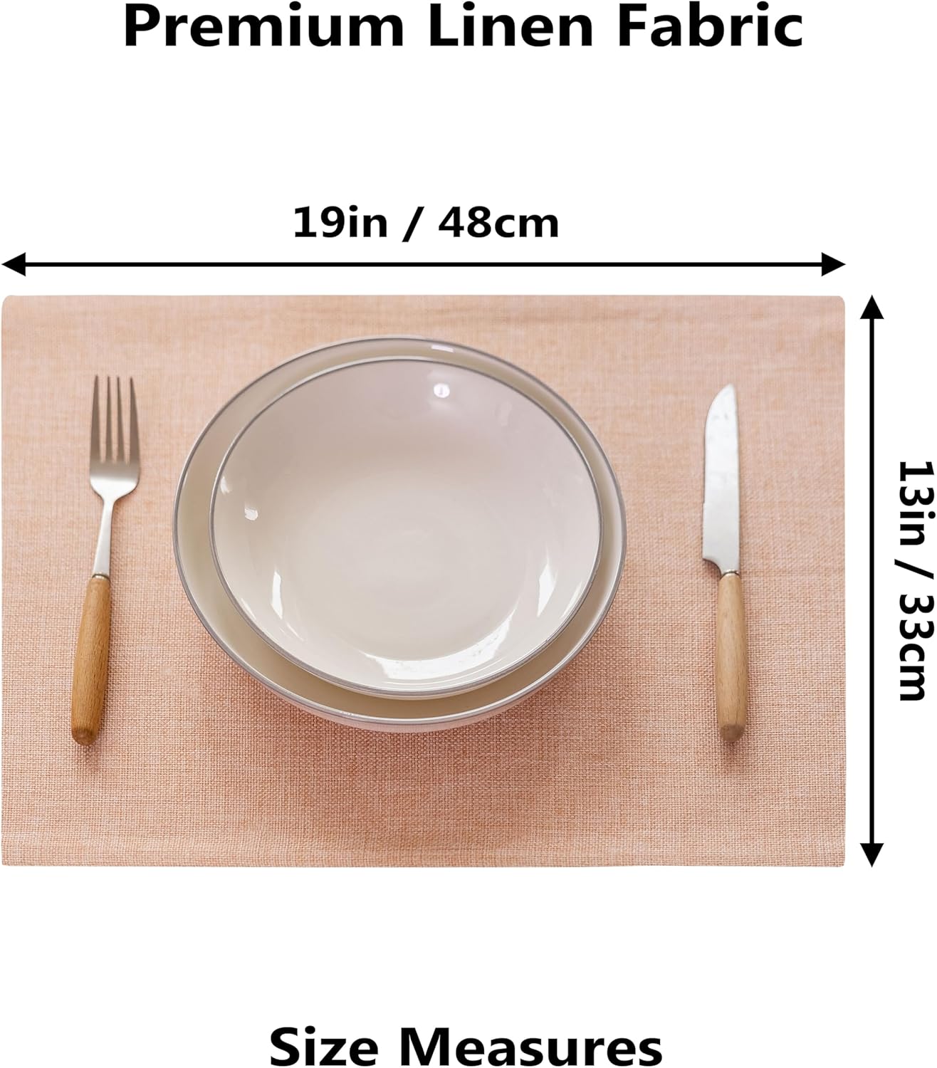 Demetex Pink Placemats Set of 4 Heat Resistant Linen Plate Mats Wipeable Cloth Place Mats for Dining Tables Restaurants, 13 x 19 inches, Pink