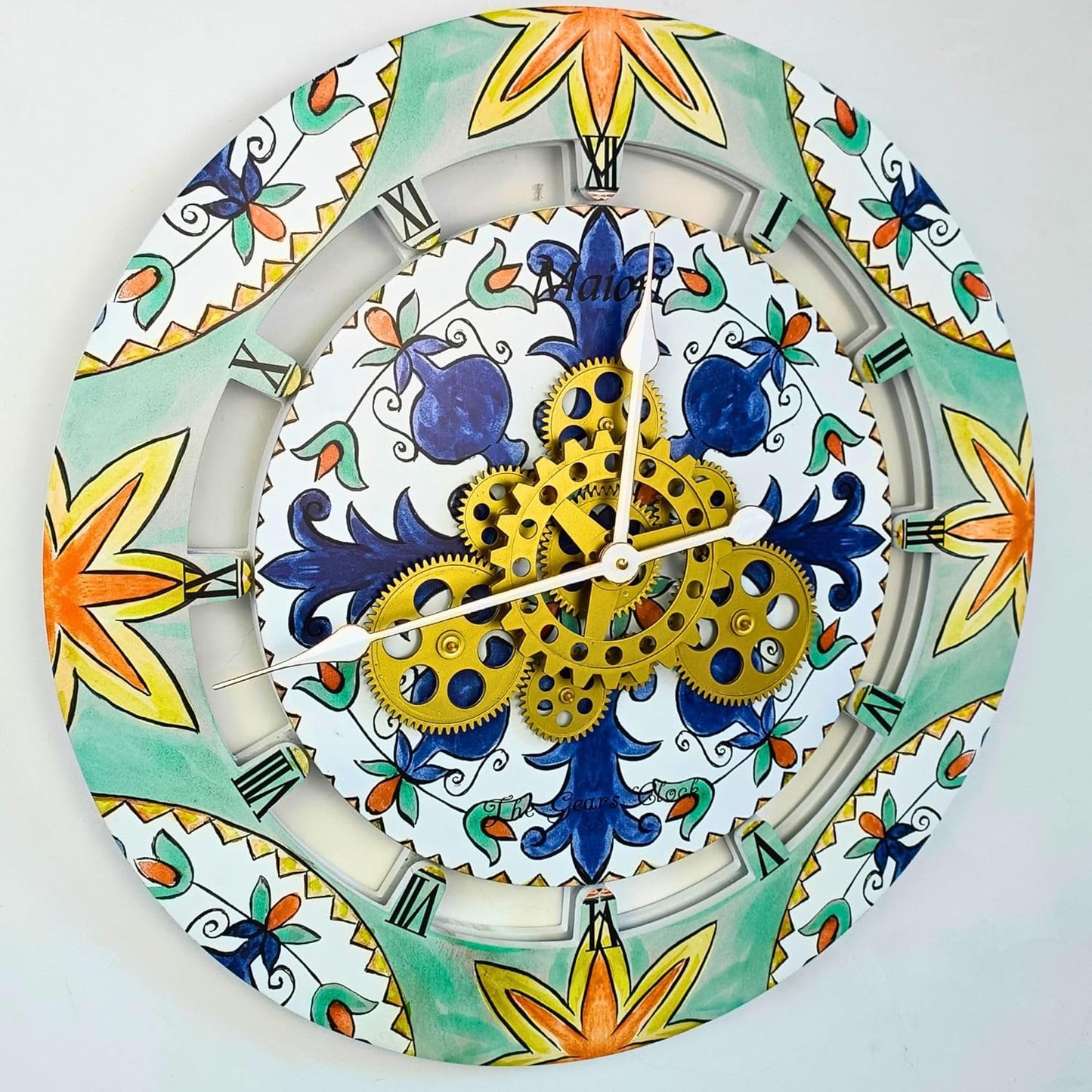 The Gears Clock Wall Clock Italy Collection with Moving Gears (Maiori, 24 inch Round)