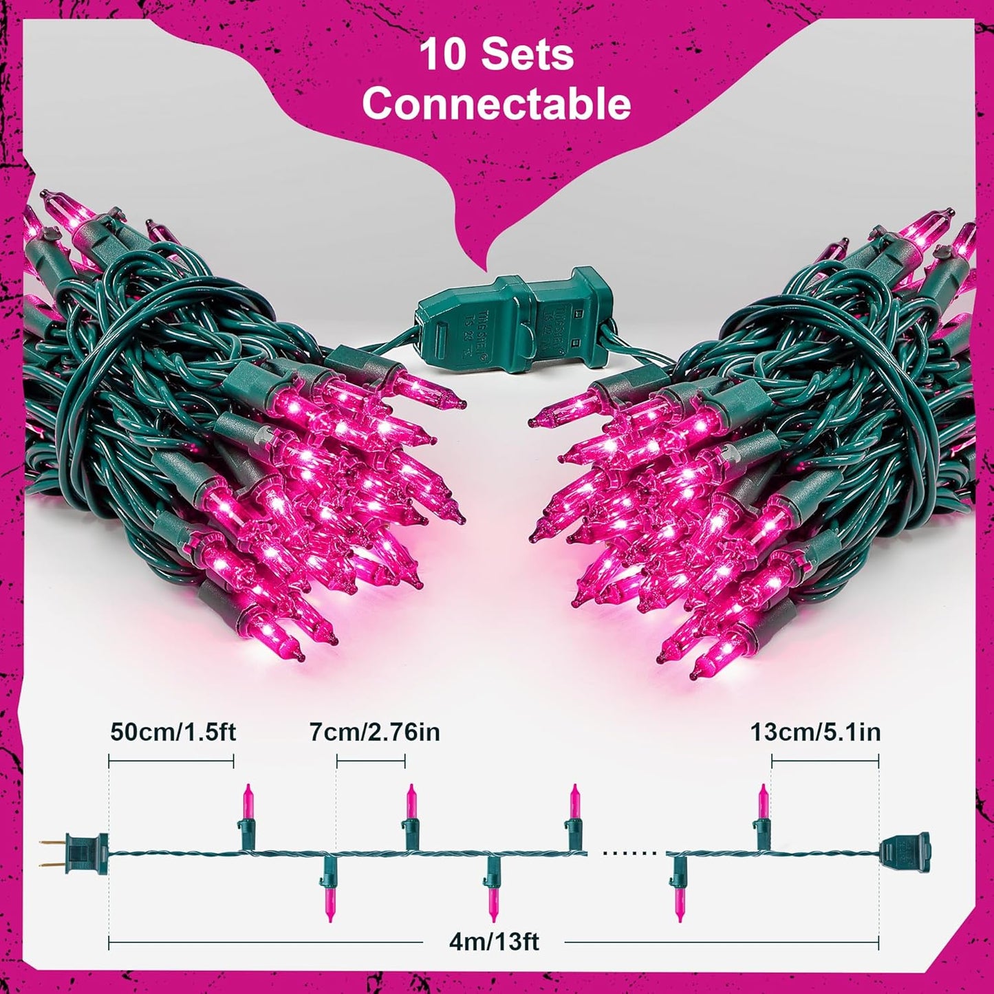 Purple Halloween Lights Outdoor,50 Count Incandescent Bulb Waterproof Fairy Lights，13FT UL Certified Mini String Lights for Holiday Decorations, Christmas,Halloween,Party, Xmas, Yard,Patio