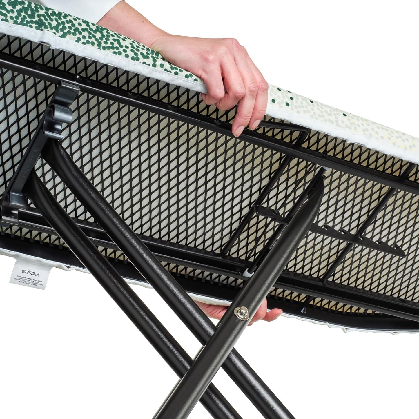 Brabantia Size A Compact Small Ironing Board (43x12 in) 7 Height Options, Adjustable Steam Iron Rest Holder (New Dawn) Non-Slip Feet, Anti-Collapse Child Locks