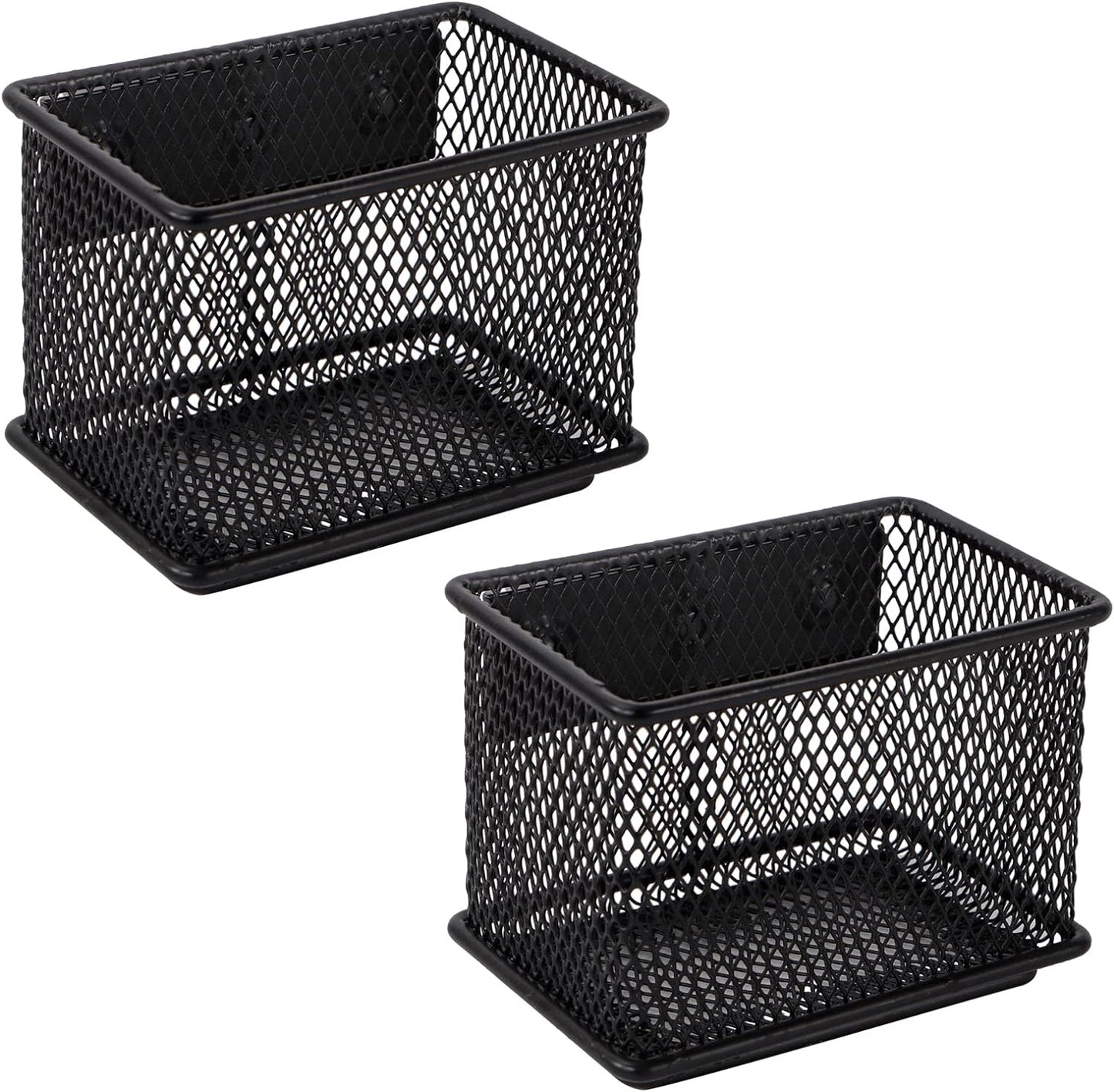Black Magnetic Basket Set of 2, Refrigerator Basket, Magnetic Baskets Heavy Duty, Magnetic Locker Organizer Holder for Whiteboard Office, 3.42'' × 2.36'' × 2.55''