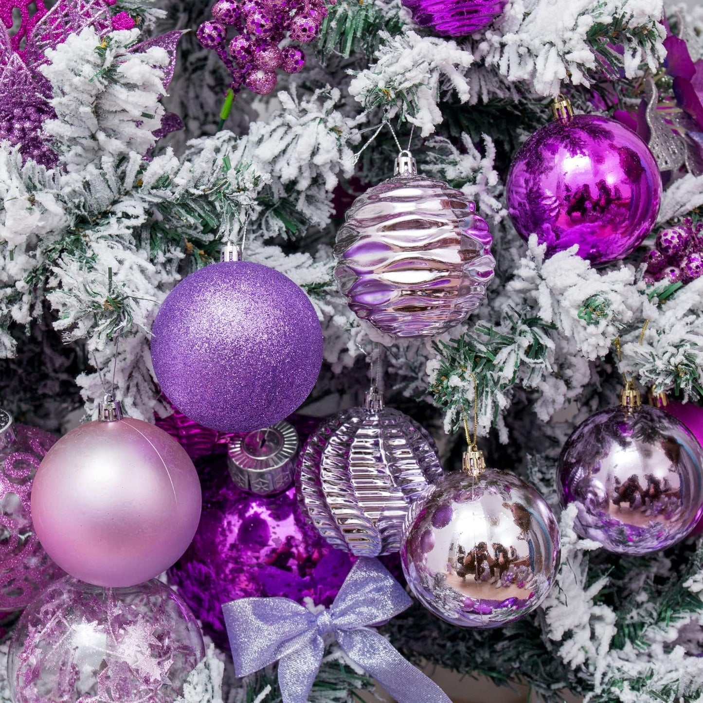 XmasExp 24ct Christmas Ball Ornaments Shatterproof Xmas Tree Hanging Balls Decorations Perfect for Halloween Decorations Holiday Wedding Christmas Decor(2.36"/60mm, Light Purple)