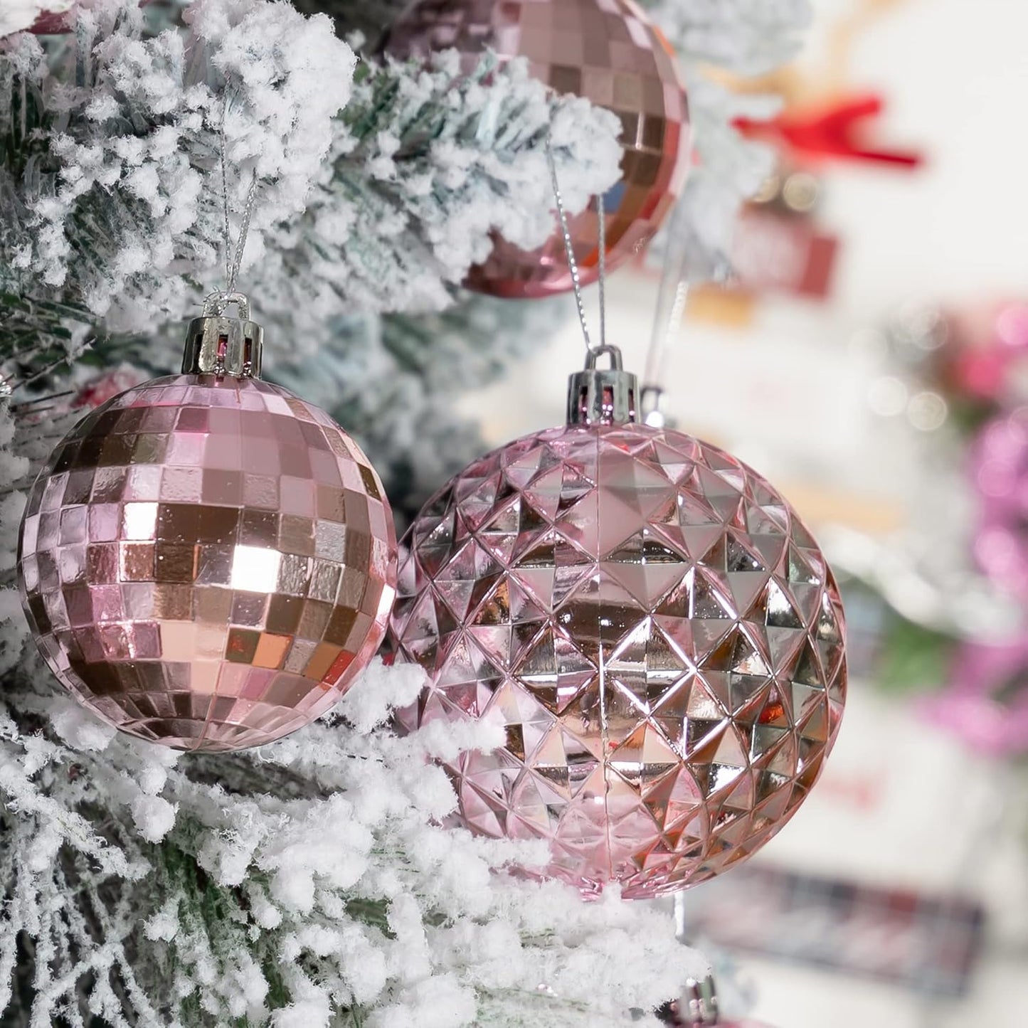 116Pcs Pink Christmas Ball Ornaments Set, Shatterproof Christmas Hanging Decoration Set with Gift Box, Assorted Decorative Baubles Set for Xmas Tree/Home/Wedding/Party/Holiday (Pink)