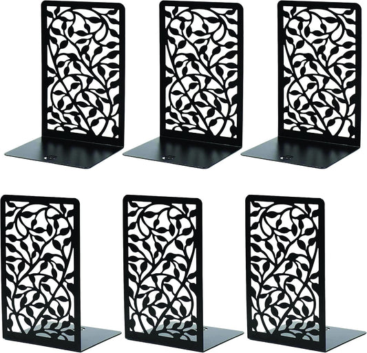 CNK Book Ends Bookends for Decorative Books Holder Bookend Shelves End Hold Heavy Duty Holders Stoppers Metal Stopper Cute Boho Bookshelf Holds Cookbook Office Home Set of 6 Bookends Pair Black