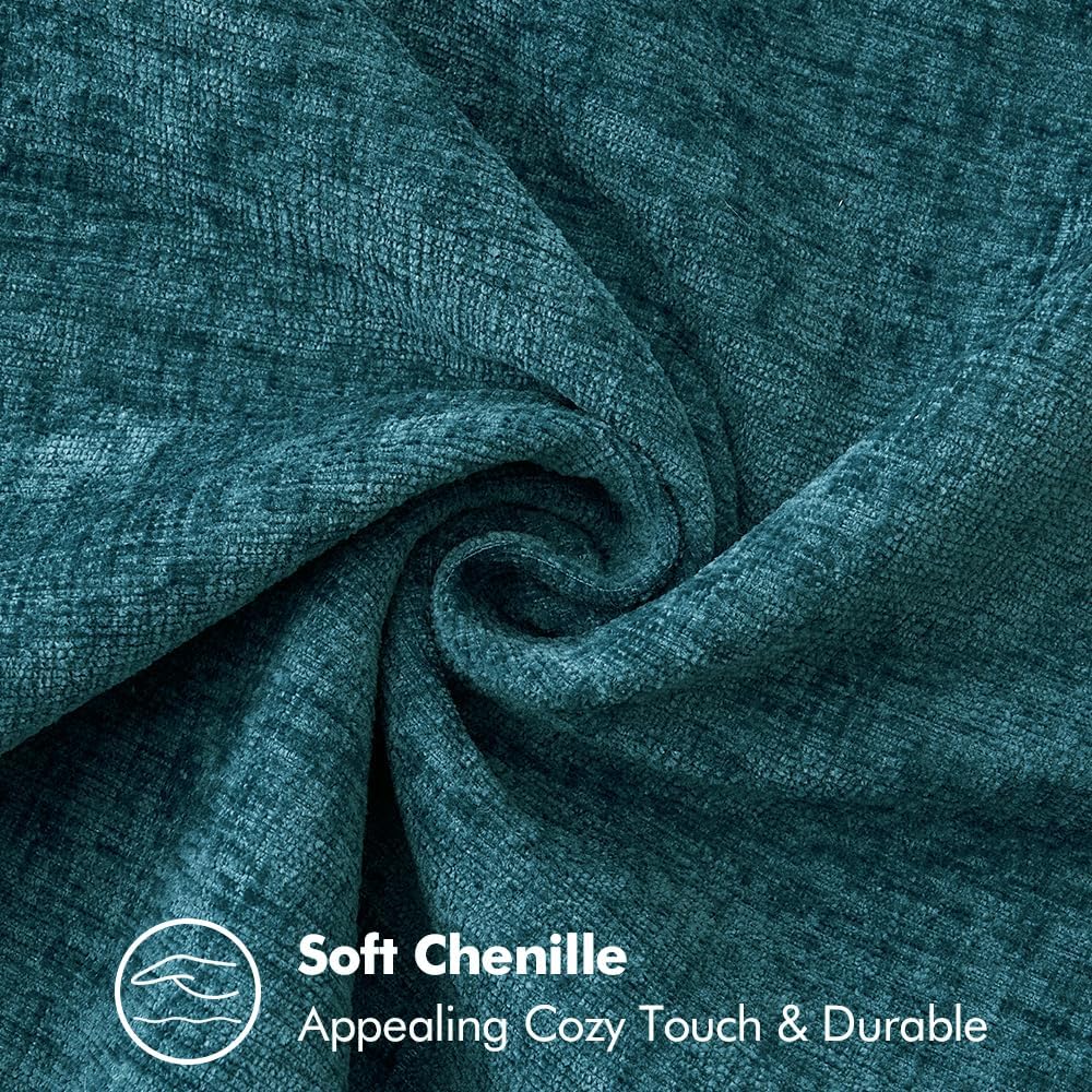 MIULEE Pack of 2 Couch Throw Pillow Covers 20x20 Inch Dark Teal Farmhouse Decorative Pillow Covers with Stitched Edge Soft Chenille Solid Dyed Spring Pillow Covers for Sofa Bed Living Room