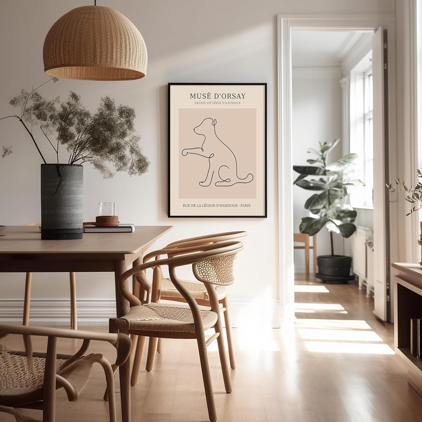 Poster Master Vintage Poster - Retro One Line Dog Drawing Print - Dog Art - Minimal Gift for Men, Women, Animal Lover - Abstract Wall Decor for Home, Office, Bedroom - 16x20 UNFRAMED Wall Art