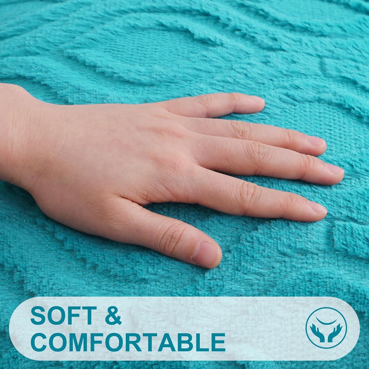 decorUhome Fall Throw Pillow Covers 16x16 Inch Set of 2, Soft Plush Decorative Faux Fur Turquoise Solid Couch Pillow Covers, Accent Farmhouse Neutral Square Euro Pillow Cases for Sofa Bed Living Room