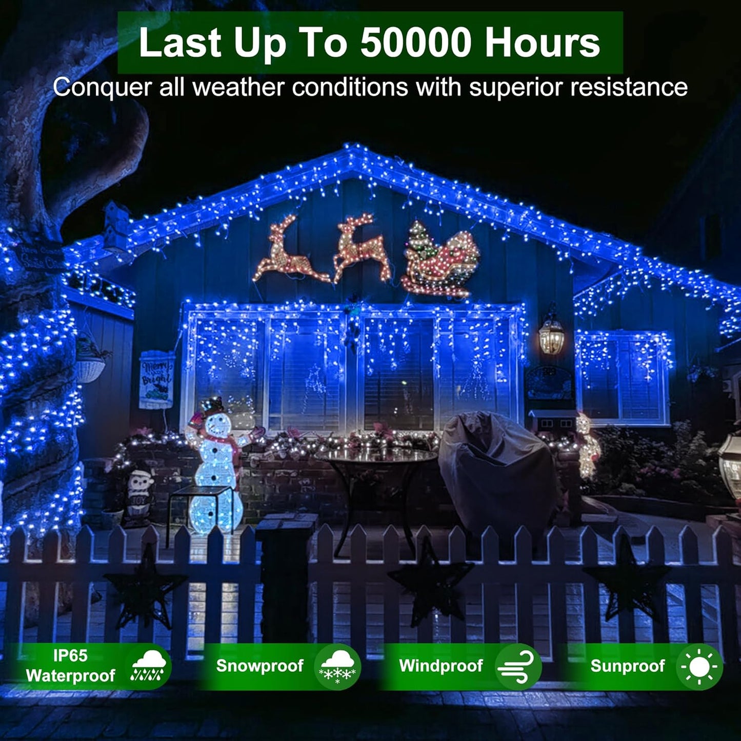 666 LED 66FT Icicle Lights Waterproof- 148 Drops 12 Modes Christmas Light with Memory Timer, Dimmable Christma TreeLights for Roof Balcony Holiday Gifts Blue