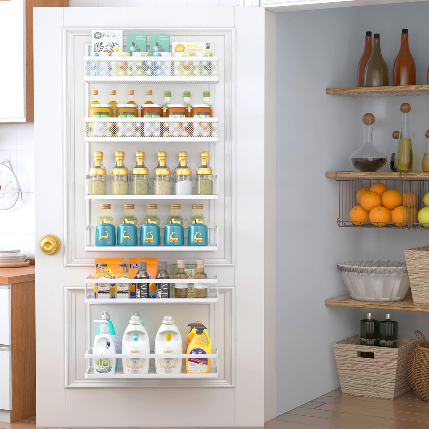 PUSDON Metal Wall Hanging Basket 2 Packs DIY Suitable for Multiple Scenes - Large White Hollowout