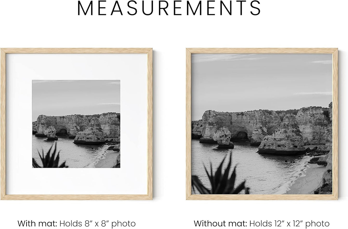 HAUS AND HUES Square Picture Frames 12 x 12 Set of 9 - Photo Gallery Wall Frame Set, Wood 12x12 Frames, 12 x 12 Frames Gallery Wall Set, 12x12 Frame with Mat, Square Frames 12x12 (Beige Oak Frames)