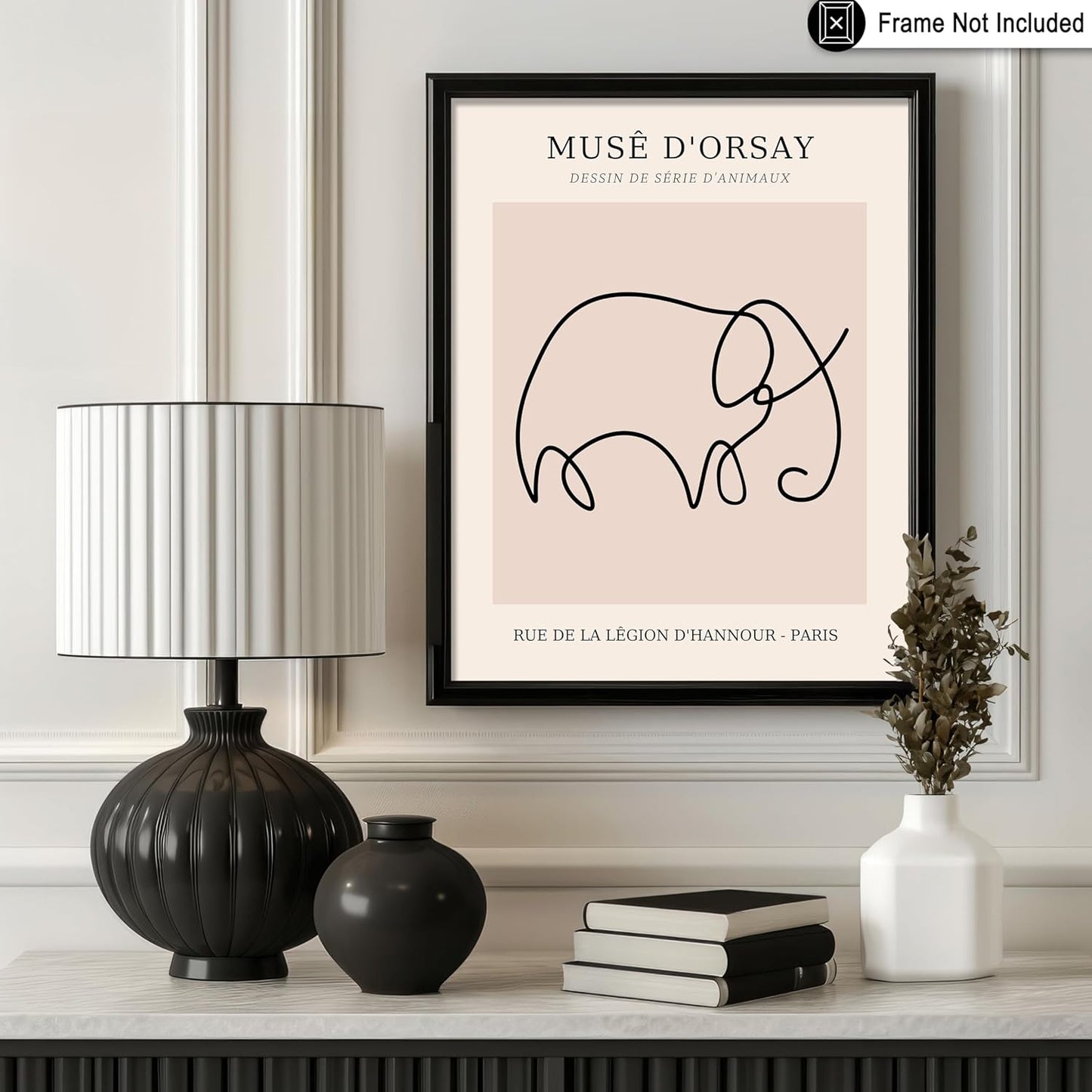 Poster Master Vintage Poster - Retro One Line Elephant Drawing Print - Elephant Art - Minimal Gift for Men, Women, Animal Lover - Abstract Wall Decor for Home, Office, 24x32 Unframed Wall Art