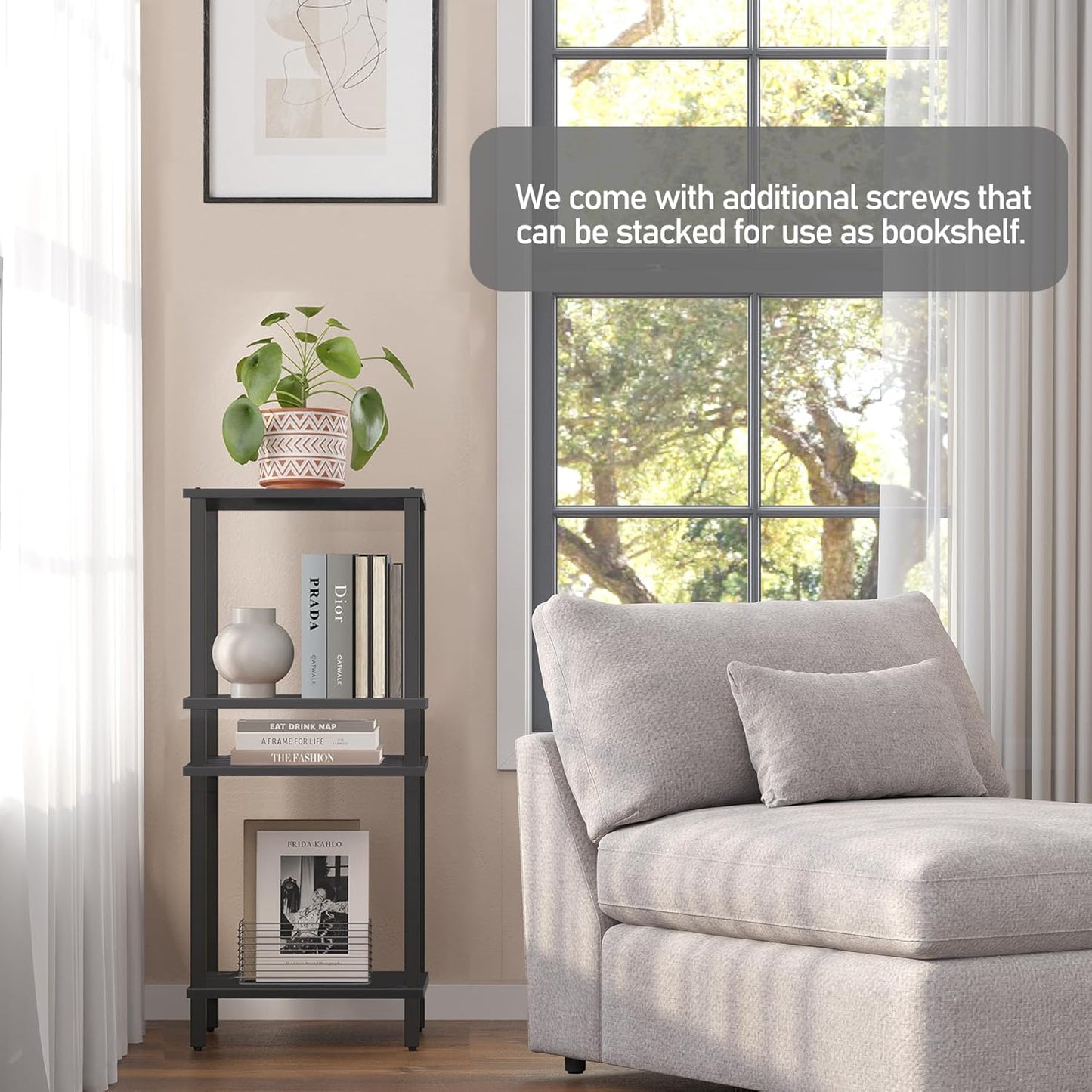 TUTOTAK End Table with Charging Station, Small Side Table, Nightstand Bedside Table, 2-Tier Storage Shelf for Small Space, Living Room, Bedroom, Marble Black TB01BMK040