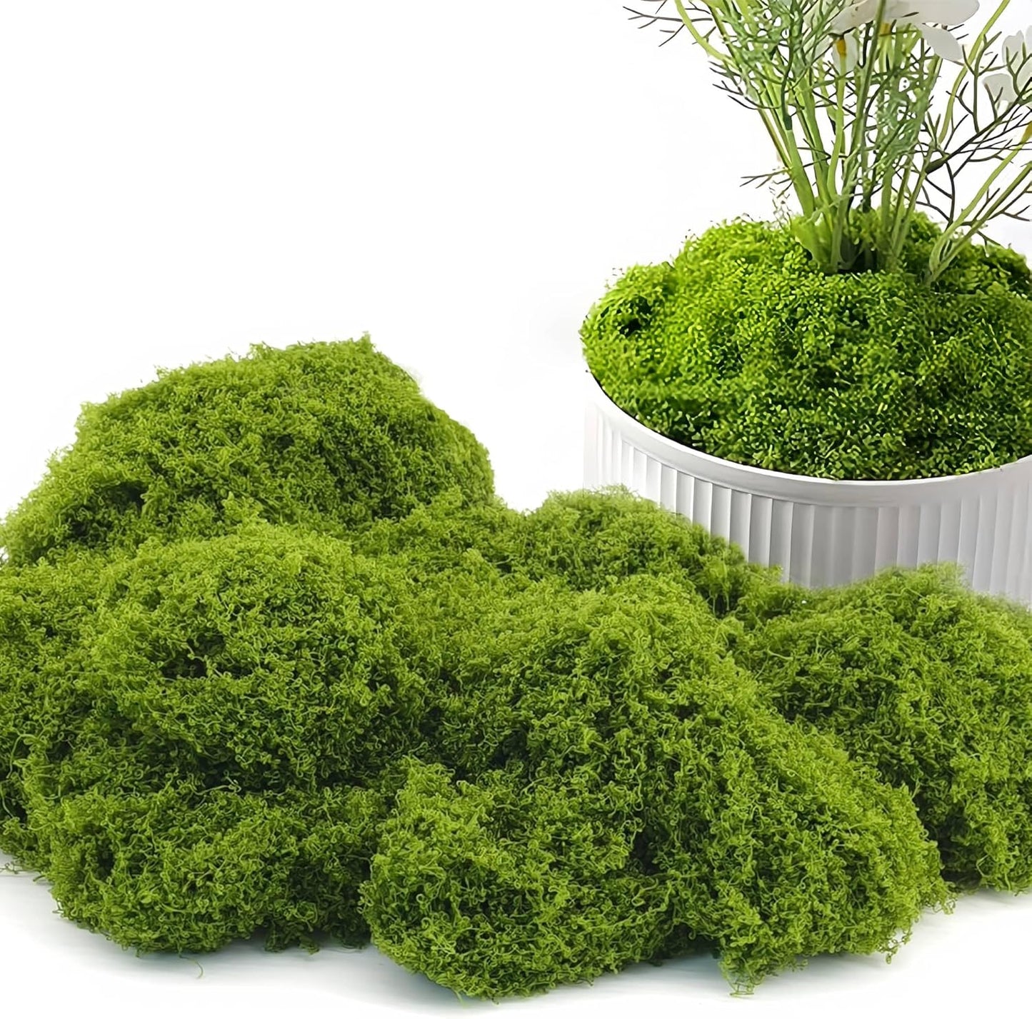 Potanro Faux Green Moss 5.3oz Artificial Fake Plant Moss Preserved Moss for Potted Plants Indoor Plants, Crafts, Planters, Bonsai Artifcial, DlY Floral Decorative Moss, Garden Wedding Decor