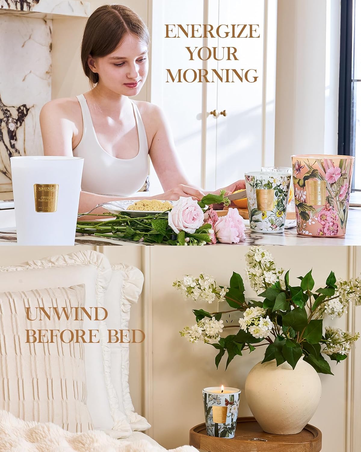 M&SENSE Orange Goji Scented Natural Soy Wax Candle, 14.1oz 60 Hours Long Lasting Slow Burning Candles for Home Decor, Aromatherapy Candle for Stress Relief