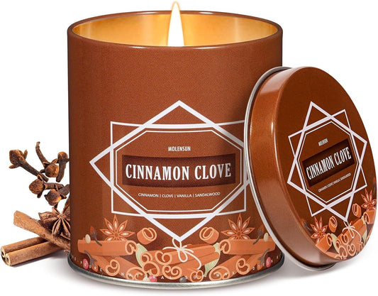 Cinnamon Clove Fall Scented Candle – 9 oz Soy Wax in Travel-Friendly Reusable Tin, Non-Toxic & Clean Burning, 50-Hour Burn – Cozy Autumn Fragrance, Holiday Gift & Fall Decor for Women & Men