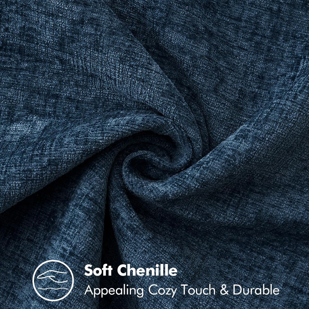 MIULEE Pack of 2 Couch Throw Pillow Covers 18x18 Inch Coastal Navy Blue Farmhouse Decorative Pillow Covers with Stitched Edge Soft Chenille Solid Dyed Spring Pillow Covers for Sofa Bed Living Room