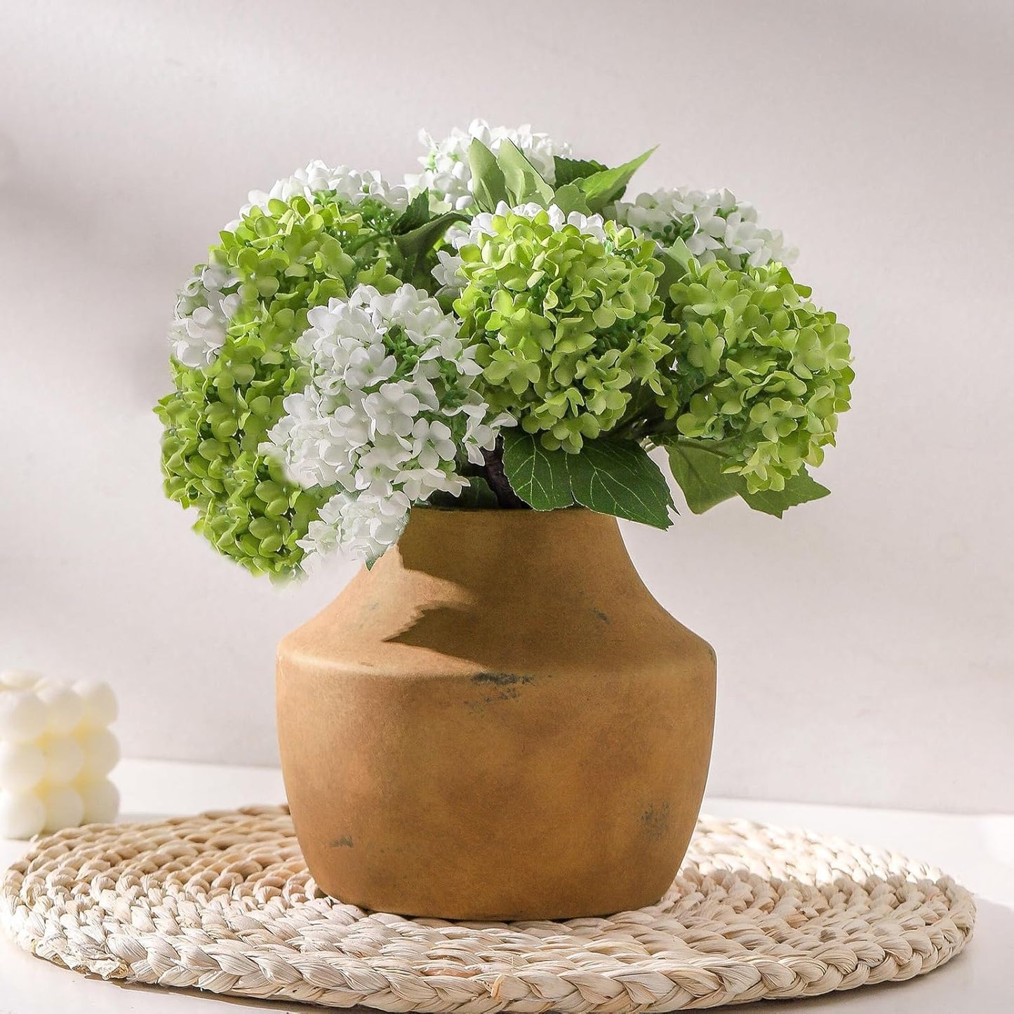 Mitt&Ditt Ceramic Flower Vase, 5.3 inch Pottery Farmhouse Rustic Vase, Handcrafted Weathered Vases, Small Flower Terracotta Vases for Home Decor, Living Room, Table, Shelf, Mantel