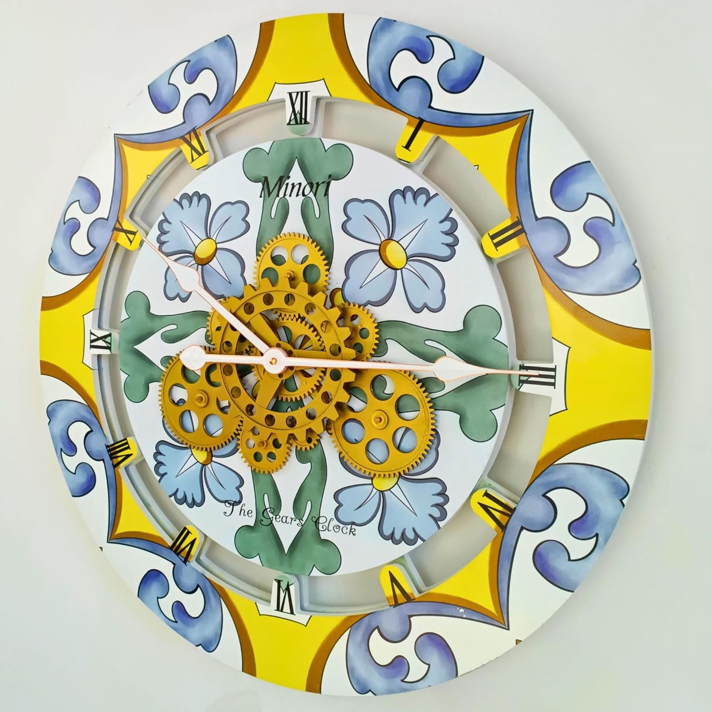The Gears Clock Wall Clock Italy Collection with Moving Gears (Minori, 24 inch Round)