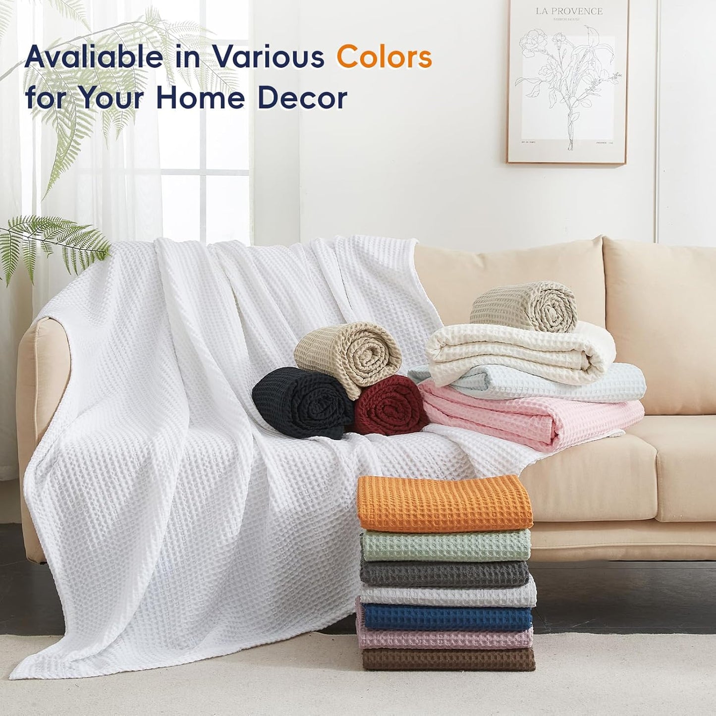 PHF Ultra Soft Waffle Weave Blanket Twin Size 66"x 90"- Washed Lightweight Breathable Cozy Woven Blanket for Bed - Aesthetic Decor for Couch Bedding Sofa Home Car - Dusty Rose