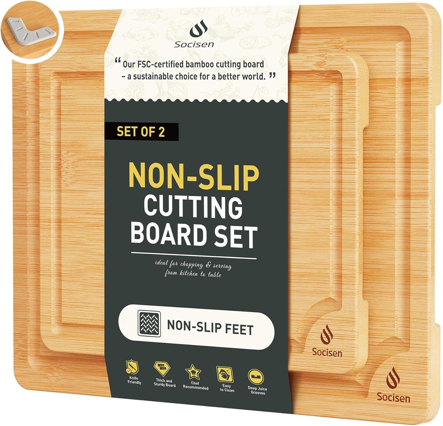 Bamboo Cutting Board Set Non Slip Feet Over Sink Chopping Board Christmas Xmas Birthday Day Gifts Ideas Grandmother Gigi Granny Nana Glamma Mawmaw Yaya Abuela Abuelita Mamaw Mimi Nonna Oma Meme