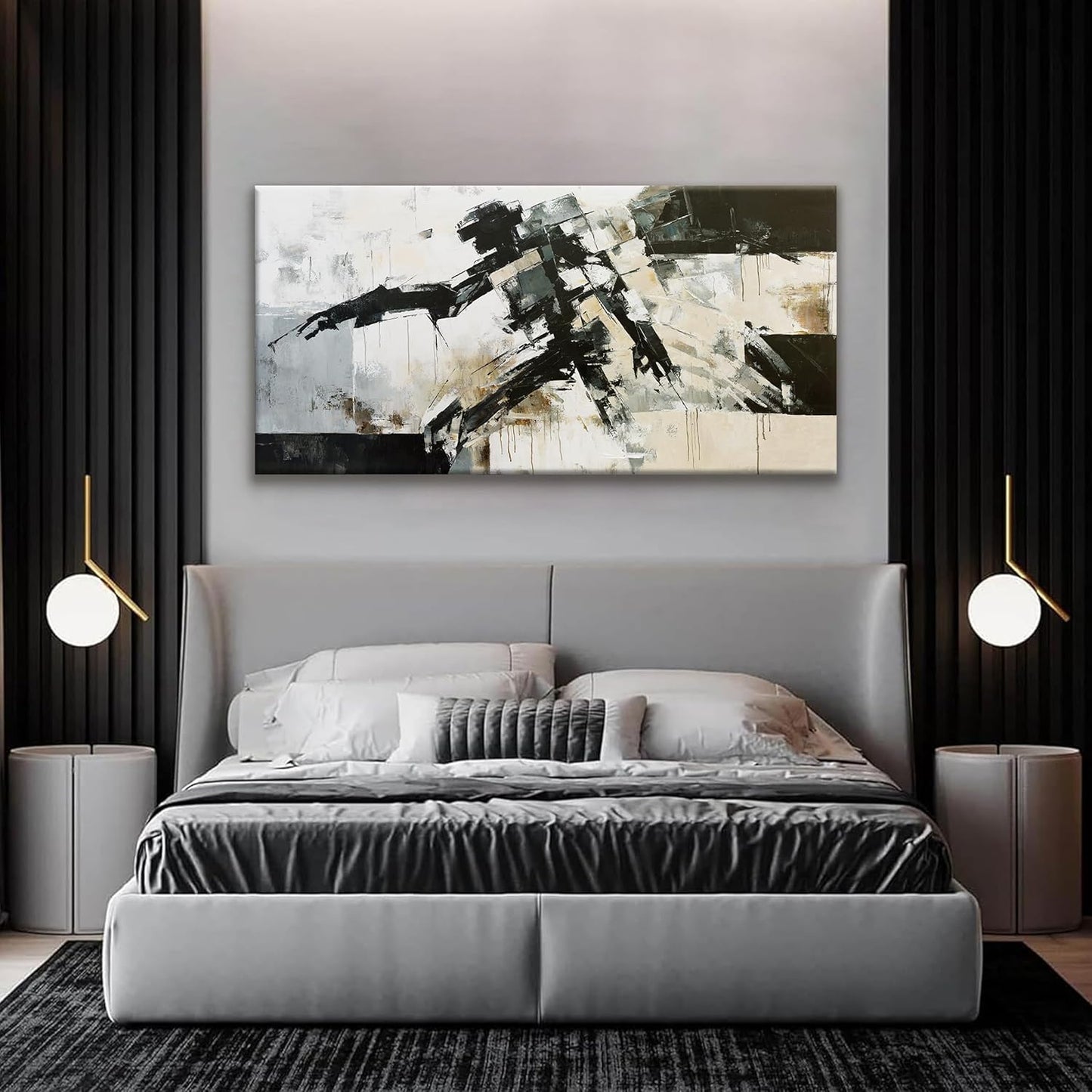 TAIJXAGSG Modern Wall Art Minimalist Abstract Wall Art Prints Painting Cool Robot Black White Canvas Art Wall Decor Picture For Bedroom Office Living Room Home Wall Decor 24"X48"