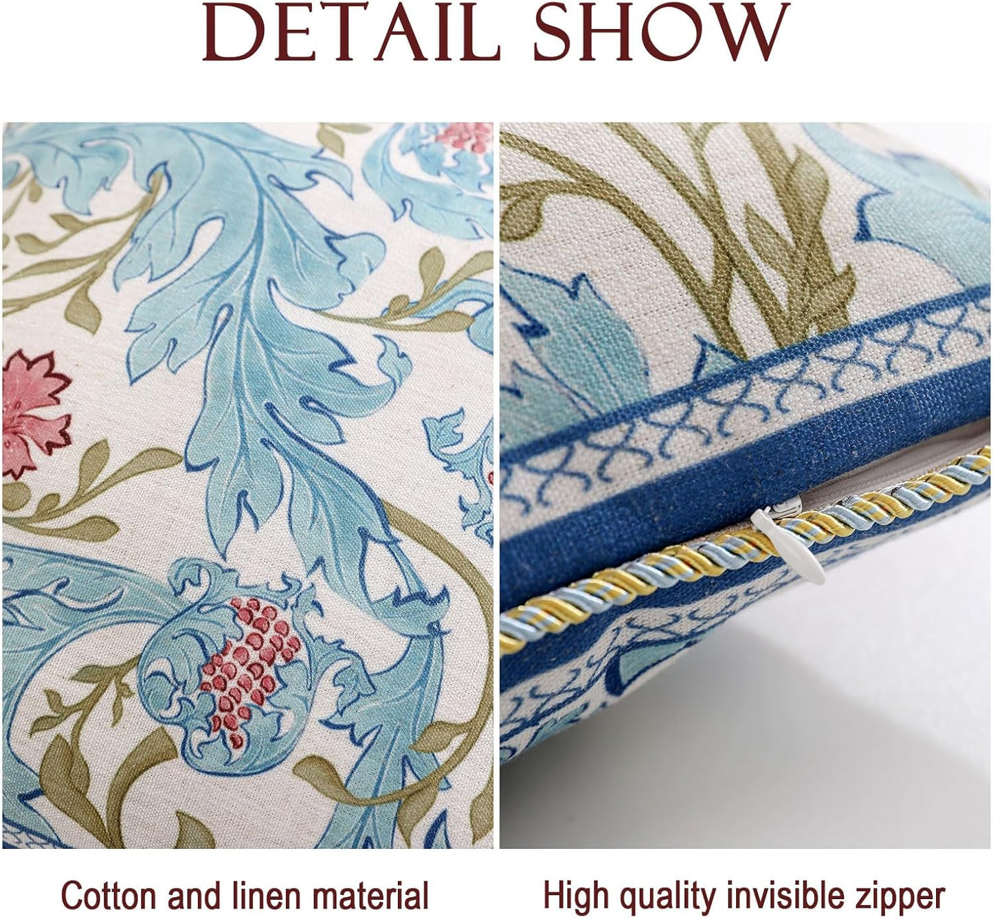 patdrea Designer Throw Pillow Covers for Couch,Vintage French Linen Pillows Cover with Cheetah Pattern and Luxury Pendant,Fall Farmhouse Decorative Pillowcases for Bed Living Room Outdoor Set of 4