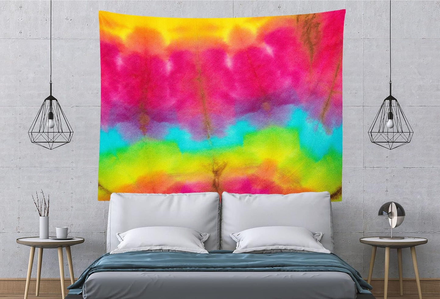 BELECO Tie Dye Tapestry Wall Hanging 80x60 Inch Fabric Tie Dye Color Texture Background Tapestry Groovy Sign Rainbow Tapestry Hippie Tie Dye Tapestries for Bedroom Living Room Dorm Decor