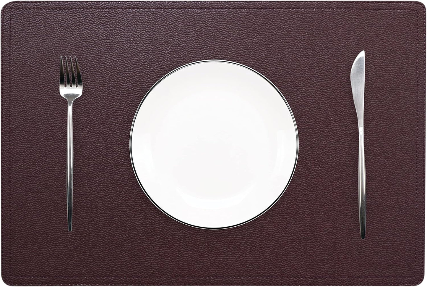 Set of 6 Faux Leather Placemats, PU Table Mats, Waterproof, Stain Resistant, Heat Resistant, Easy to Clean for Kitchen Dining Table,Conference Table