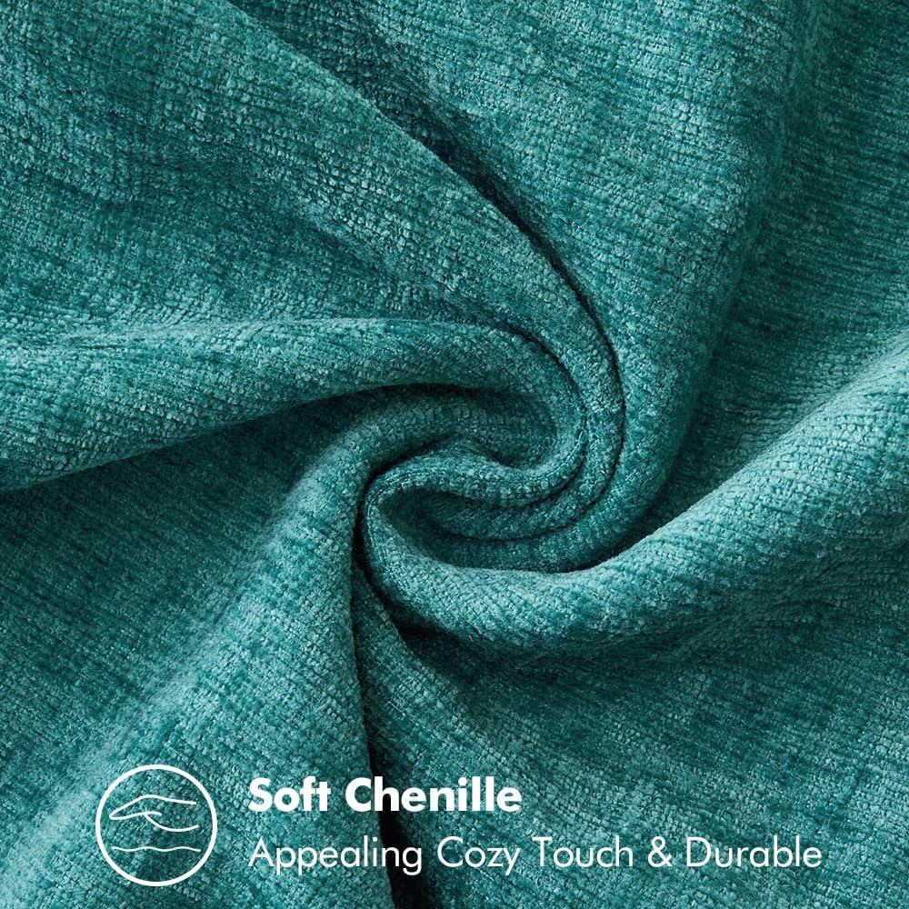 MIULEE Pack of 2 Couch Throw Pillow Covers 12x20 Inch Teal Farmhouse Decorative Pillow Covers with Stitched Edge Soft Chenille Solid Dyed Spring Pillow Covers for Sofa Bed Living Room