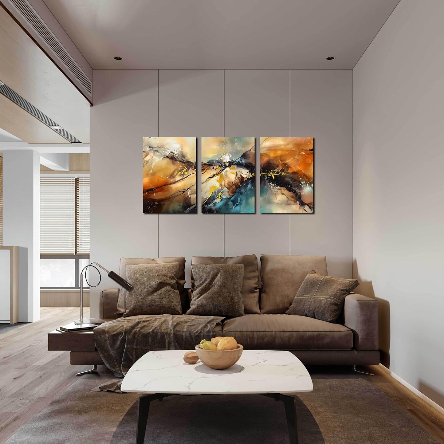 Abstract Wall Canvas Art for Living Room - Modern Art Work for Office Walls - 3 Piece Pictures Wall Art Size 16" x 24"