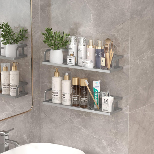 PUSDON Metal Wall Hanging Basket 2 Packs DIY Suitable for Multiple Scenes - Large Silver Grey Hollowout