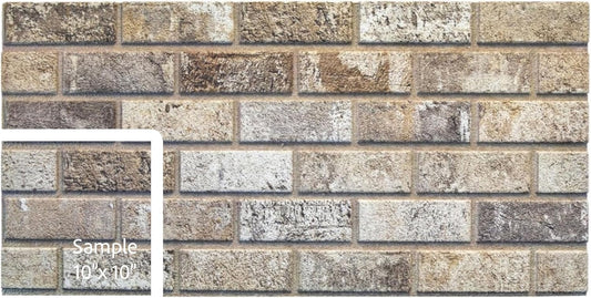 Dundee Deco 3D Wall Panels Faux Brick - Cladding Red Brown Grey Stone Look Wall Paneling, Styrofoam, Sample, Size 10 x 10 in.