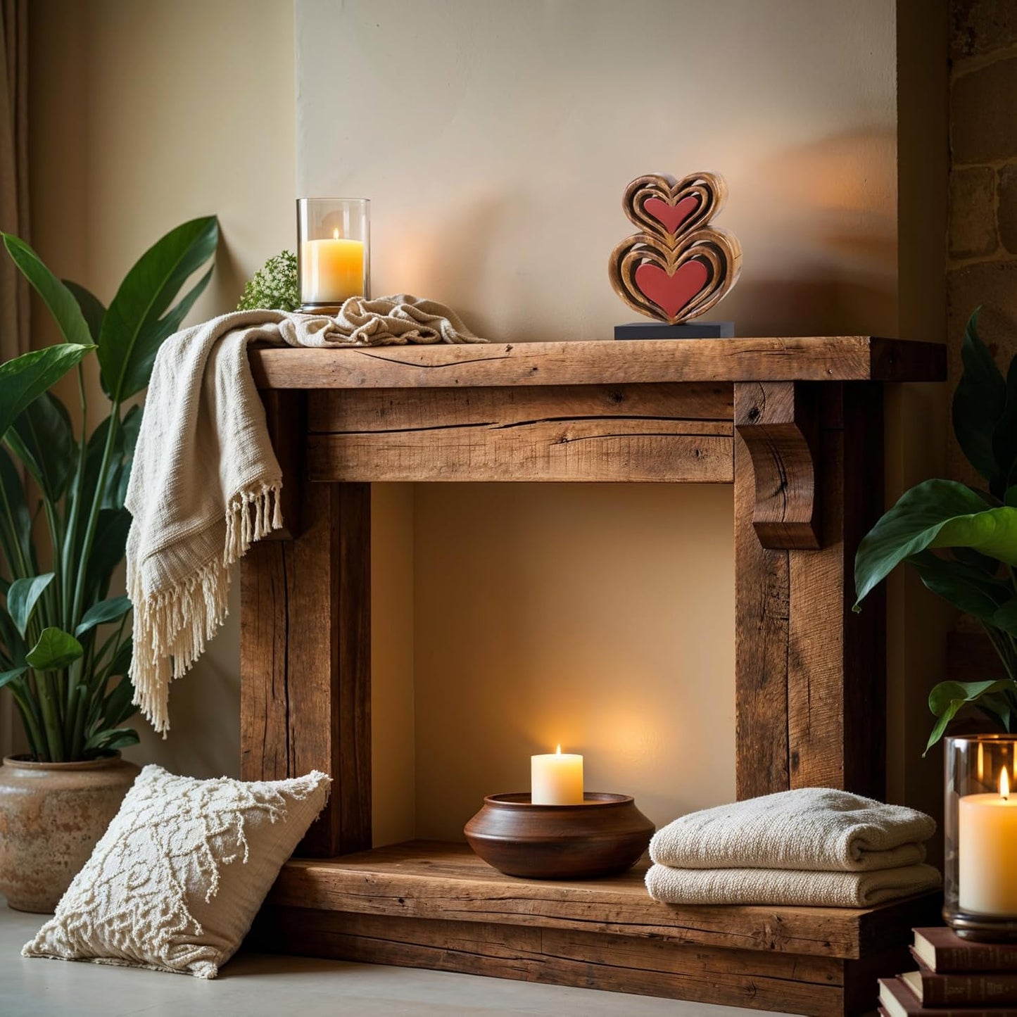 Decozen Gifts for Mom - Wooden Heart Sculpture - Mother's Day Birthday Gifts, Home, Office, Living Room, Shelf, Fireplace, Farmhouse, Tabletop, Boho and Mantle Decor - Mothers Day Decorations