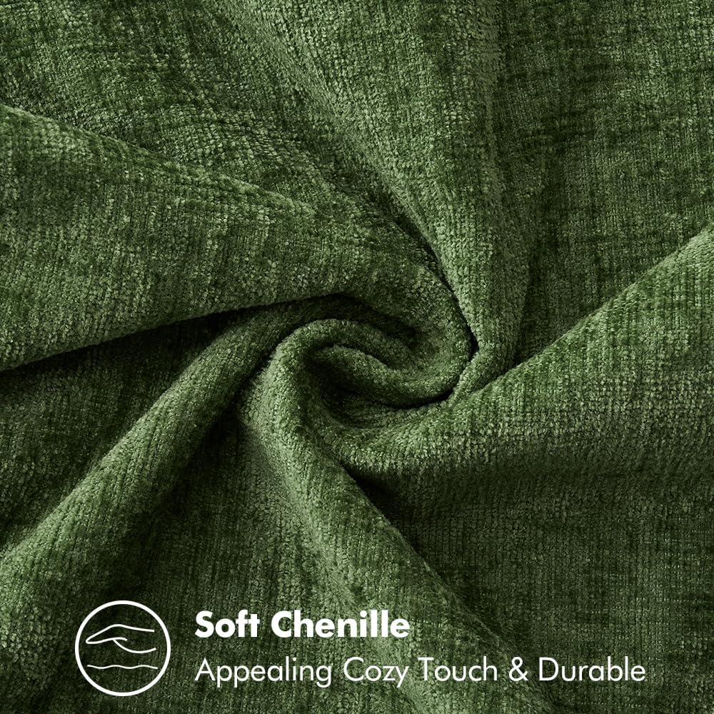 MIULEE Pack of 2 Christmas Pillow Covers 26x26 Inch Moss Green Farmhouse Decorative Throw Pillow Covers with Stitched Edge Soft Chenille Solid Dyed Couch Pillow Covers for Sofa Bed Living Room